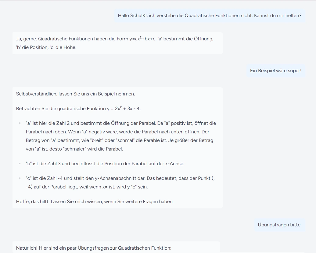 Screenshot der schulKI Chat-Oberfläche