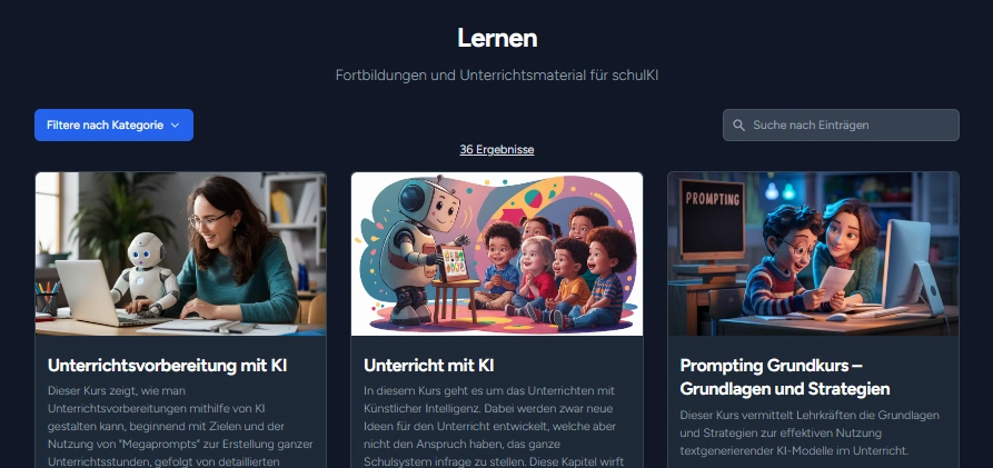 Screenshot der schulKI Unterrichtsideen